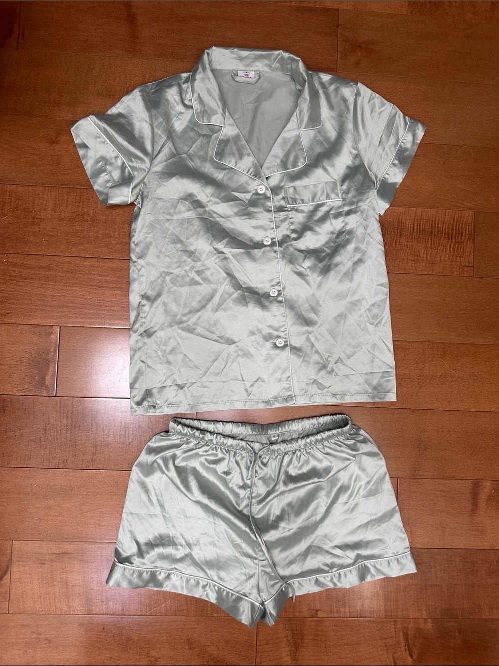 NWOT Silk-Feel Short Sleeve Pajama Set in Light Sage
